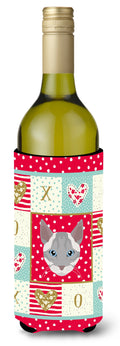 Ojos Azules Cat Love Wine Bottle Hugger Gift Sleeve for Standard 750 ml Bottles, Insulated Reusable Also Fits Mini Shot & Pint Bottles