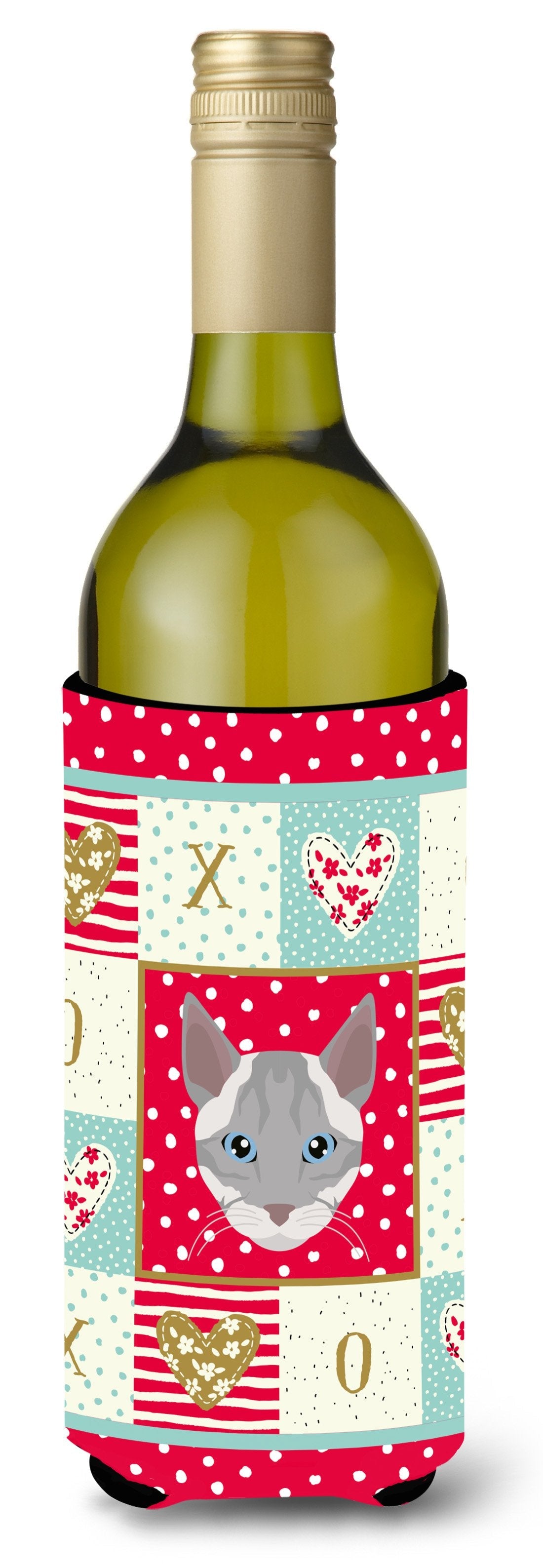 Ojos Azules Cat Love Wine Bottle Hugger Gift Sleeve for Standard 750 ml Bottles, Insulated Reusable Also Fits Mini Shot & Pint Bottles