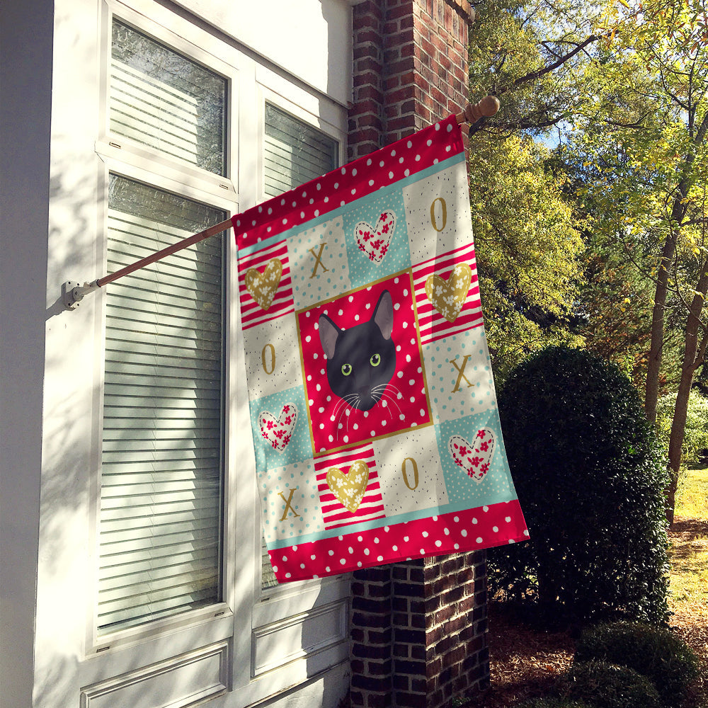 Pantherette Cat Love House Flag 28x40 Porch Sleeve Pole Decorative Outside Yard Banner Artwork Wall Hanging, Polyester