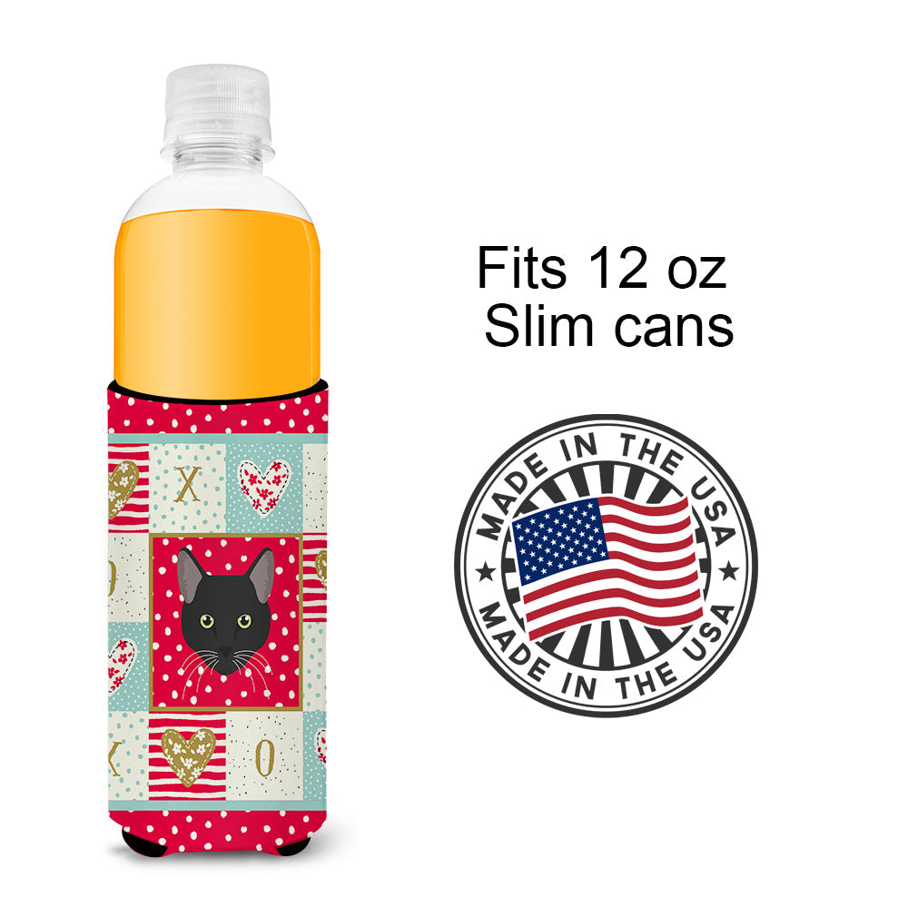 Pantherette Cat Love Slim Can Hugger , Insulated Foam Hugger for 12 oz Slim Cans, Beer Bottles & Water Bottles, Printed in USA