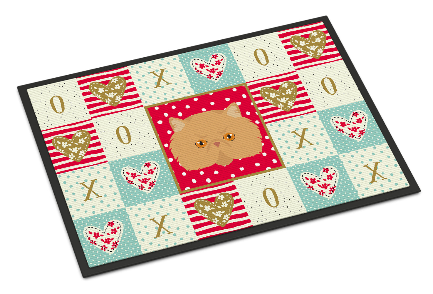 Persian Modern Cat Love Doormat Indoor Outdoor 24H X 36W Front Door Mat Rugs for Entryway, Non Slip Washable Low Pile,