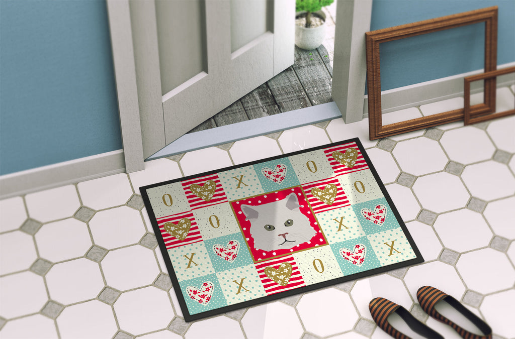Persian Traditional Cat Love Doormat Indoor Outdoor 18H X 27W Front Door Mat Rugs for Entryway, Non Slip Washable