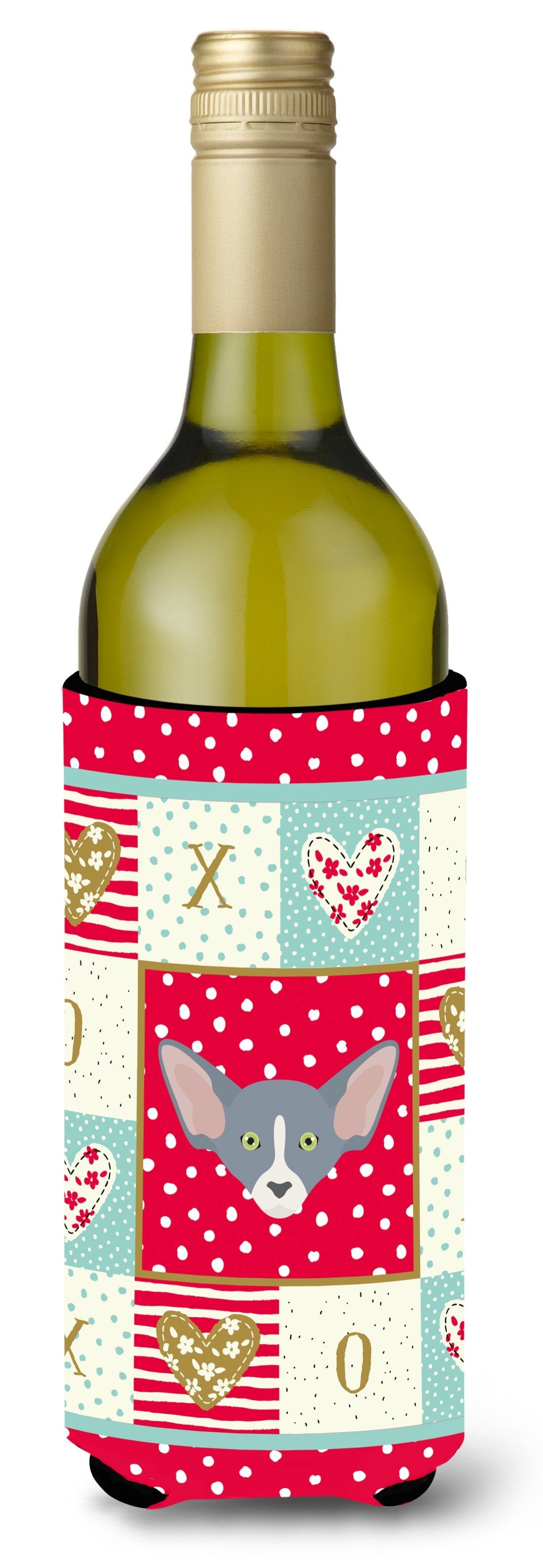 Peterbald Cat Love Wine Bottle Hugger Gift Sleeve for Standard 750 ml Bottles, Insulated Reusable Also Fits Mini Shot & Pint Bottles