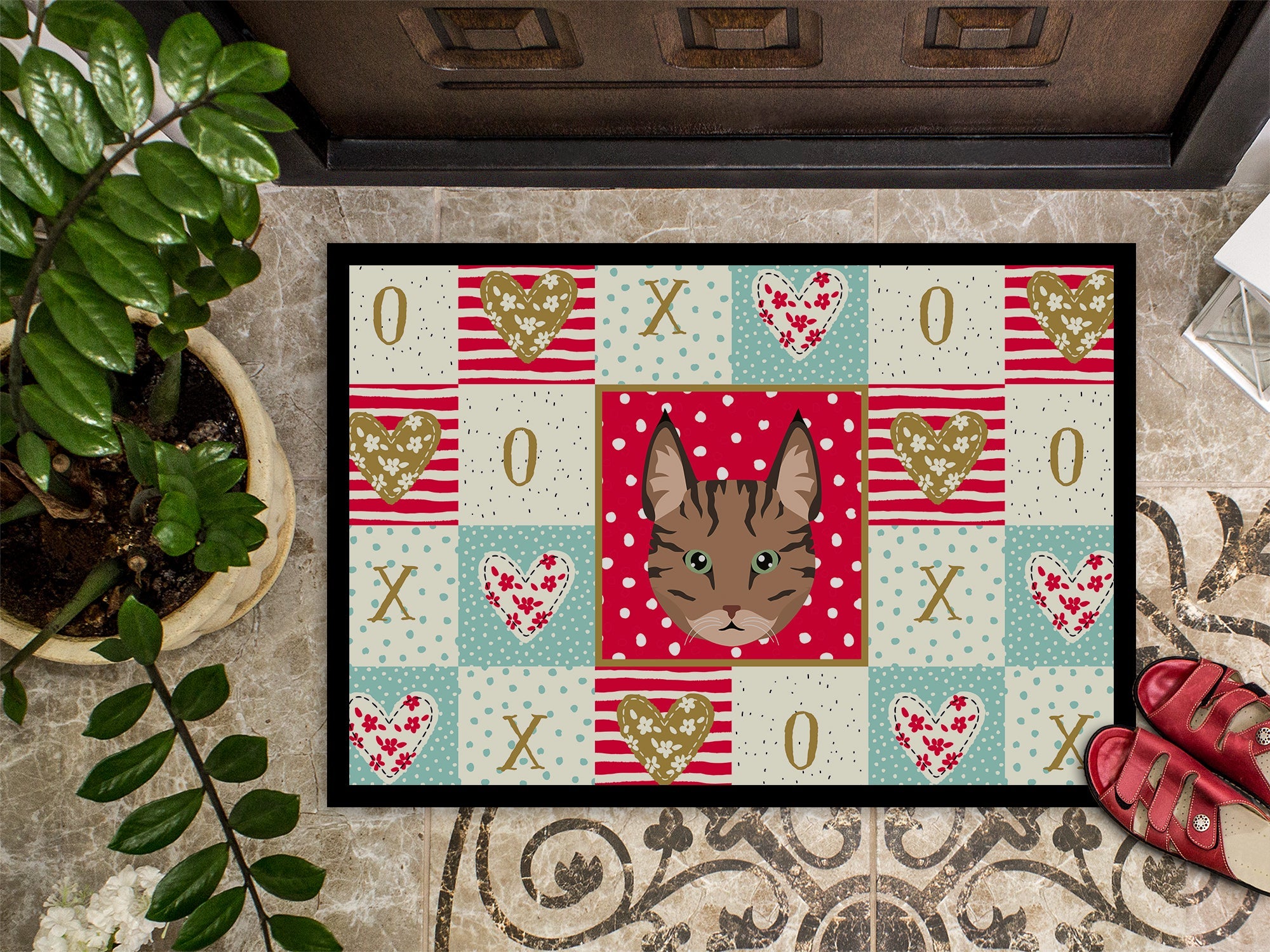 Pixie Bob Cat Love Doormat Indoor Outdoor 18H X 27W Front Door Mat Rugs for Entryway, Non Slip Washable