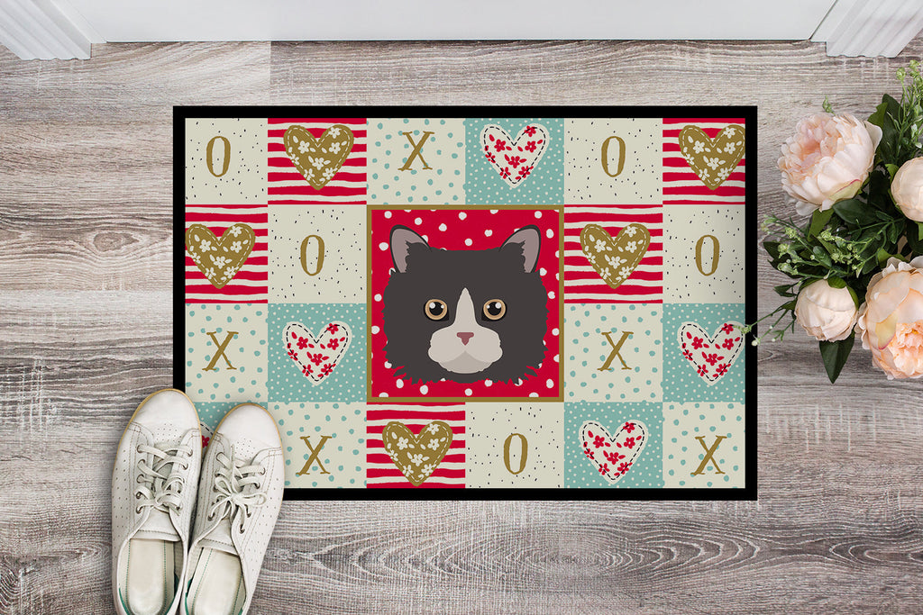 Poodle Cat Love Doormat Indoor Outdoor 24H X 36W Front Door Mat Rugs for Entryway, Non Slip Washable Low Pile,