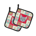 Russian Blue Cat Love Pot Holder Set of 2 Heat Resistant Quilted Hot Pads 7.5 x 7.5 Inch, Insulated Kitchen Trivets for Cooking & Baking
