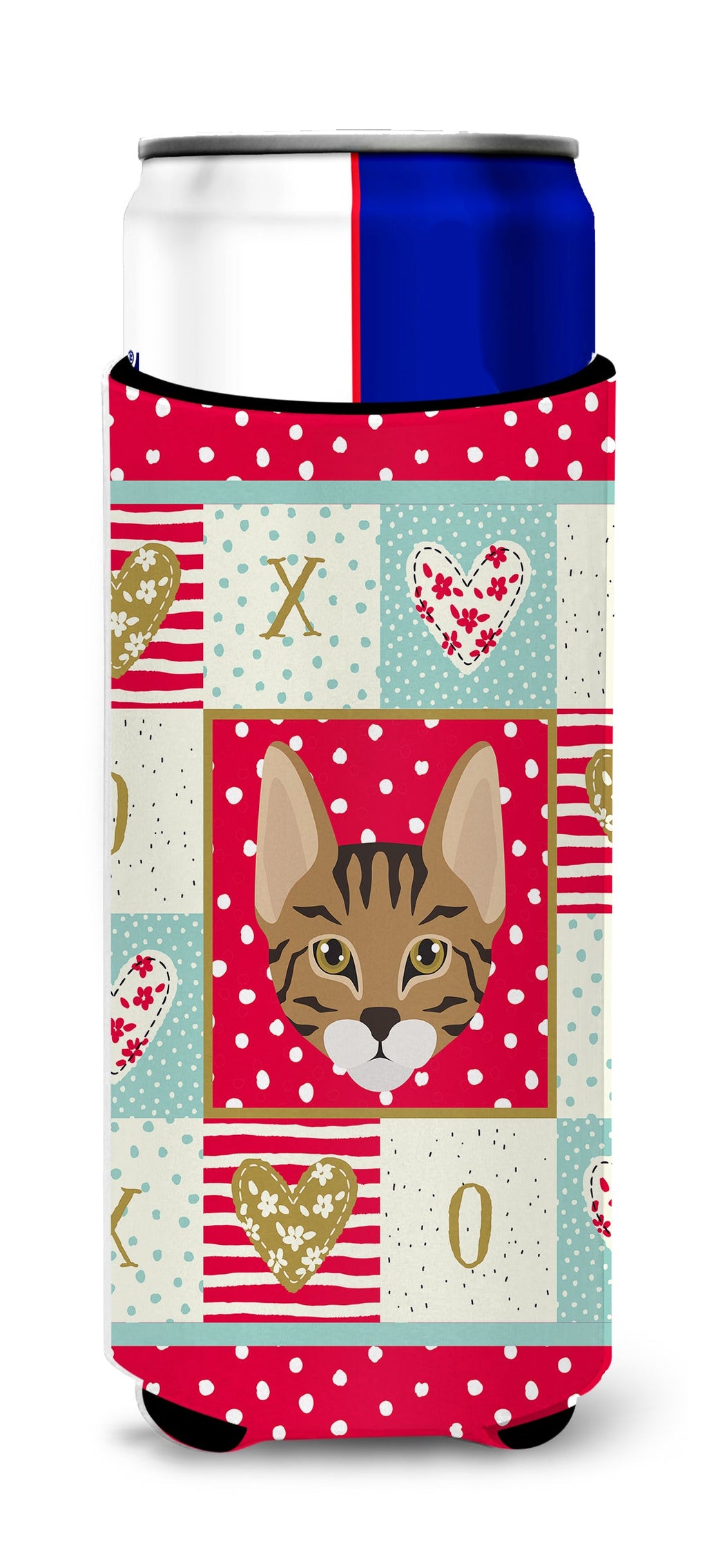 Savannah Cat Love Slim Can Hugger , Insulated Foam Hugger for 12 oz Slim Cans, Beer Bottles & Water Bottles, Printed in USA