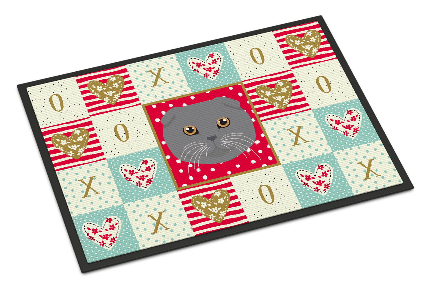 Scottish Fold Cat Love Doormat Indoor Outdoor 18H X 27W Front Door Mat Rugs for Entryway, Non Slip Washable