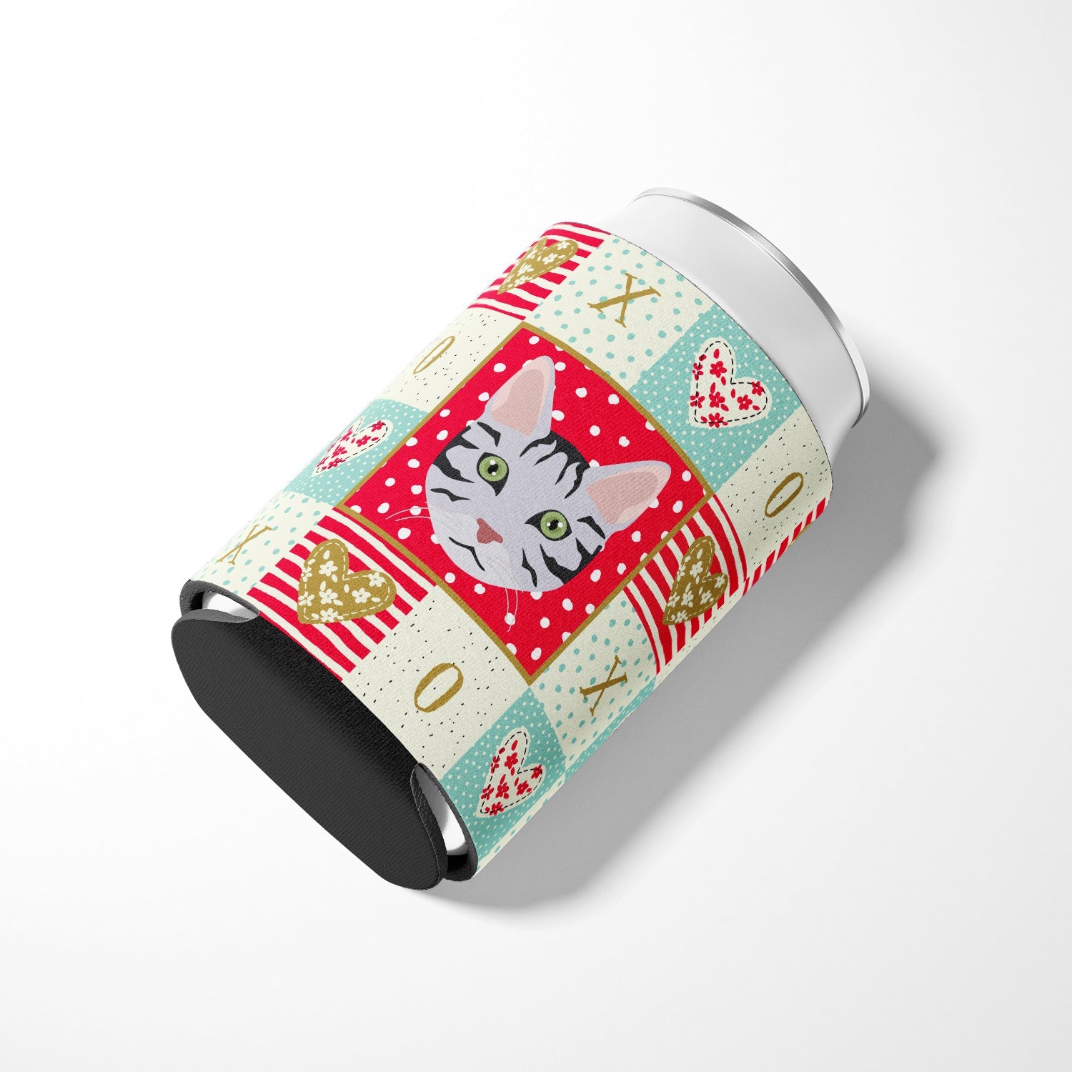 Serengeti Cat Love Can or Bottle Hugger Cooler Sleeve for Standard 12 oz Cans, Insulated Foam Beer & Soda Can Hugger Reusable