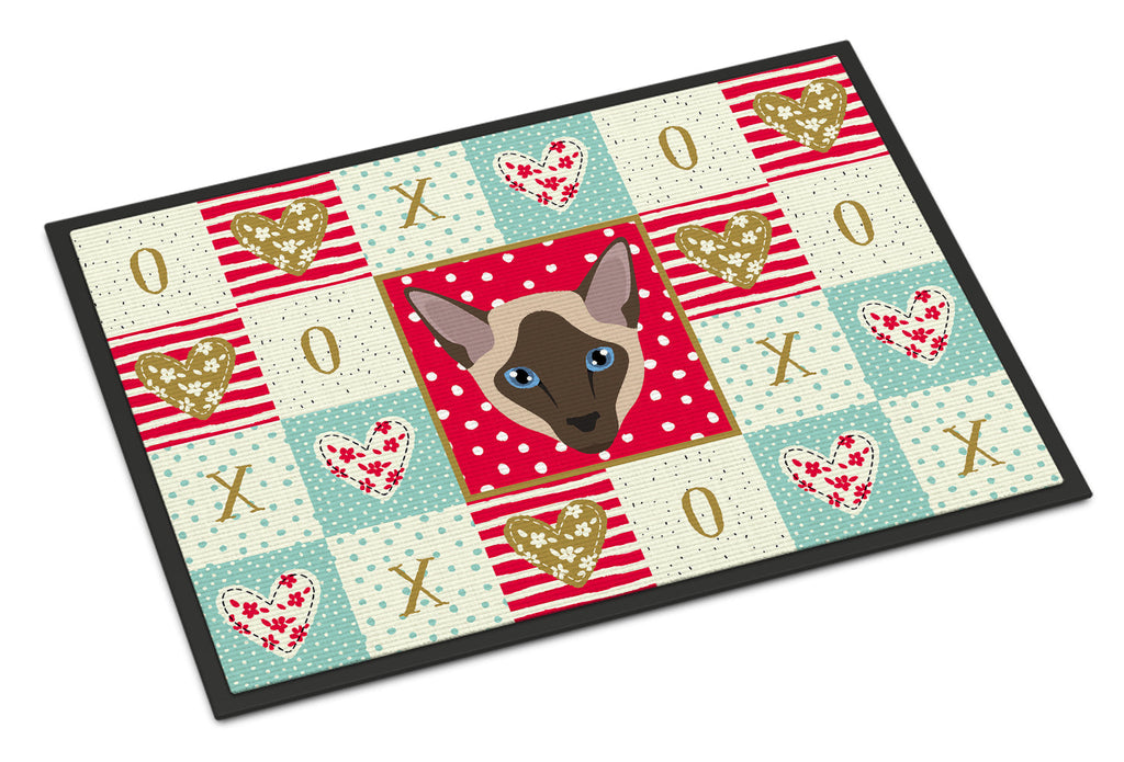 Siamese Modern Cat Love Doormat Indoor Outdoor 24H X 36W Front Door Mat Rugs for Entryway, Non Slip Washable Low Pile,