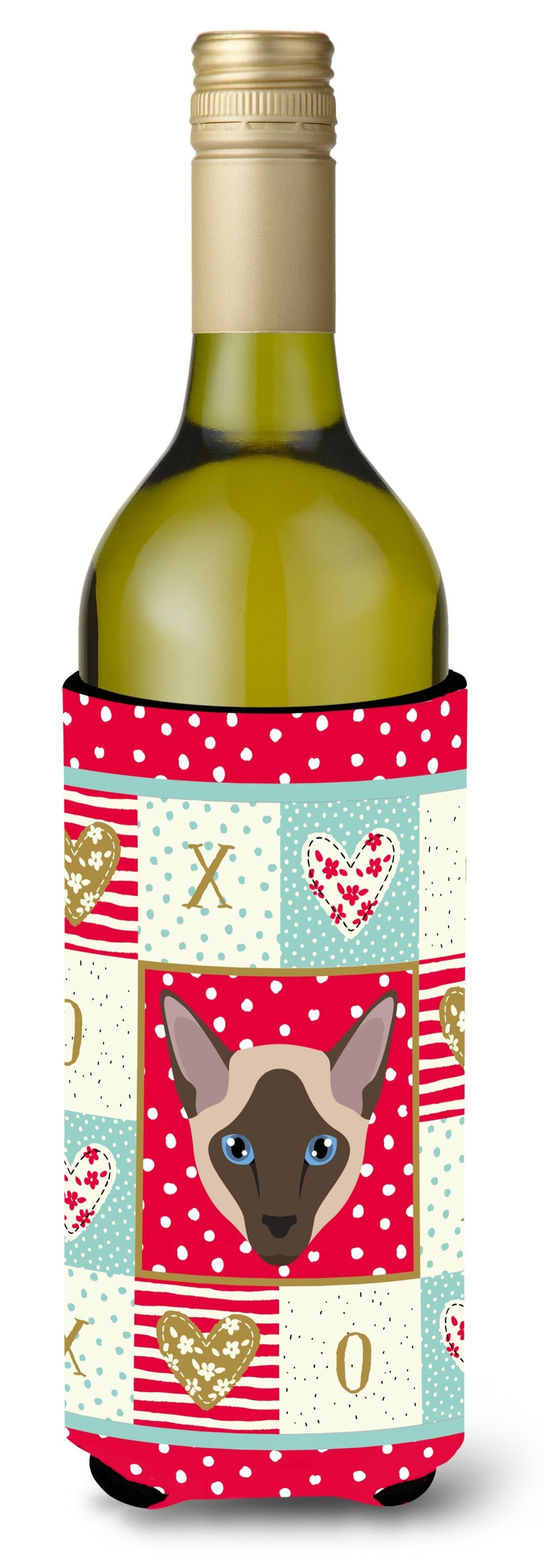 Siamese Modern Cat Love Wine Bottle Hugger Gift Sleeve for Standard 750 ml Bottles, Insulated Reusable Also Fits Mini Shot & Pint Bottles