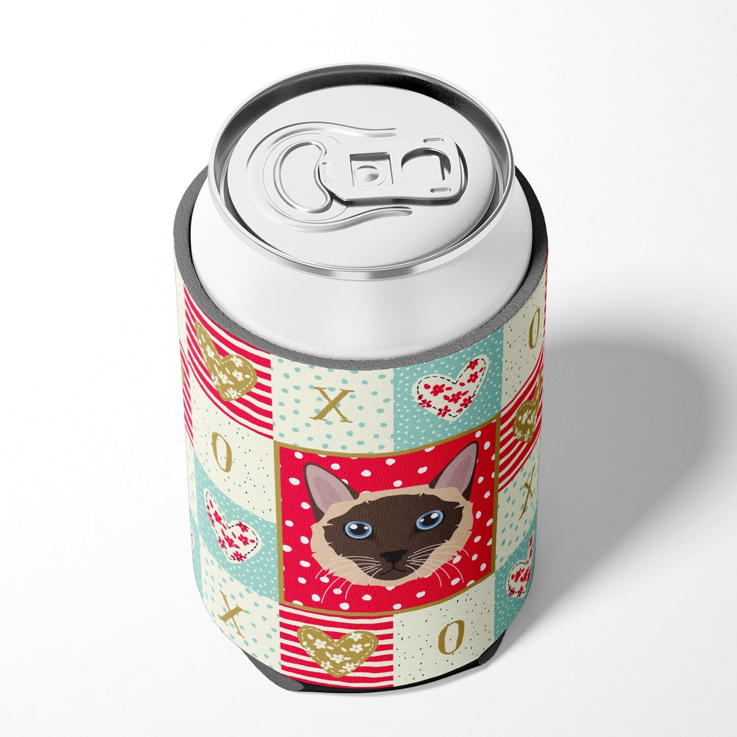 Siamese Traditional Cat Love Can or Bottle Hugger Cooler Sleeve for Standard 12 oz Cans, Insulated Foam Beer & Soda Can Hugger Reusable