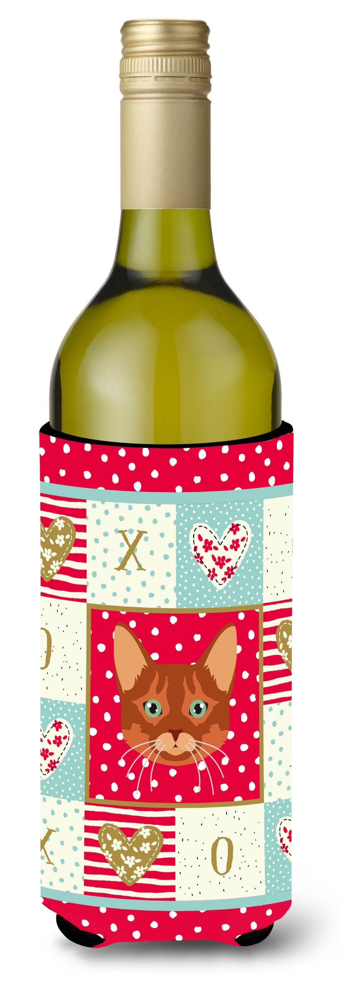 Somali Cat Love Wine Bottle Hugger Gift Sleeve for Standard 750 ml Bottles, Insulated Reusable Also Fits Mini Shot & Pint Bottles