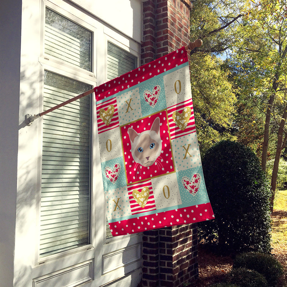 Thai lilac Cat Love House Flag 28x40 Porch Sleeve Pole Decorative Outside Yard Banner Artwork Wall Hanging, Polyester