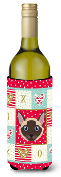 Tonkinese Cat Love Wine Bottle Hugger Gift Sleeve for Standard 750 ml Bottles, Insulated Reusable Also Fits Mini Shot & Pint Bottles