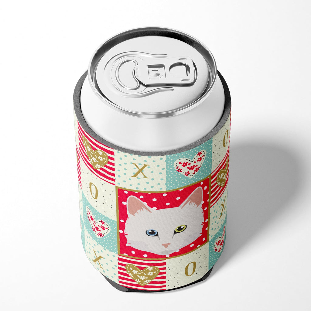 Turkish Angora Cat Love Can or Bottle Hugger Cooler Sleeve for Standard 12 oz Cans, Insulated Foam Beer & Soda Can Hugger Reusable
