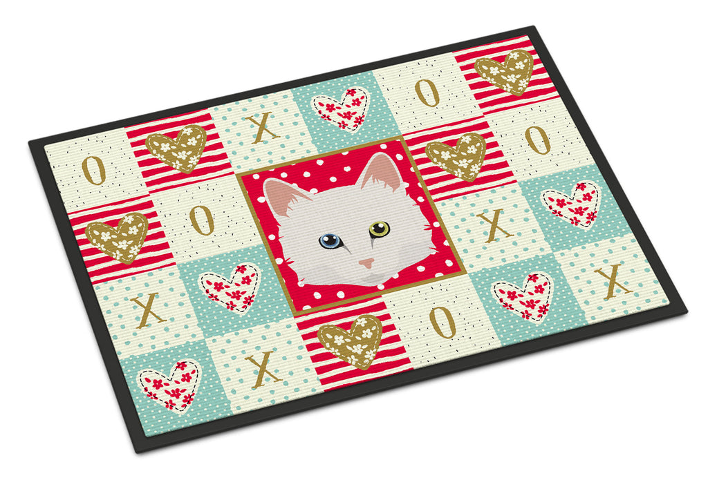 Turkish Angora Cat Love Doormat Indoor Outdoor 18H X 27W Front Door Mat Rugs for Entryway, Non Slip Washable