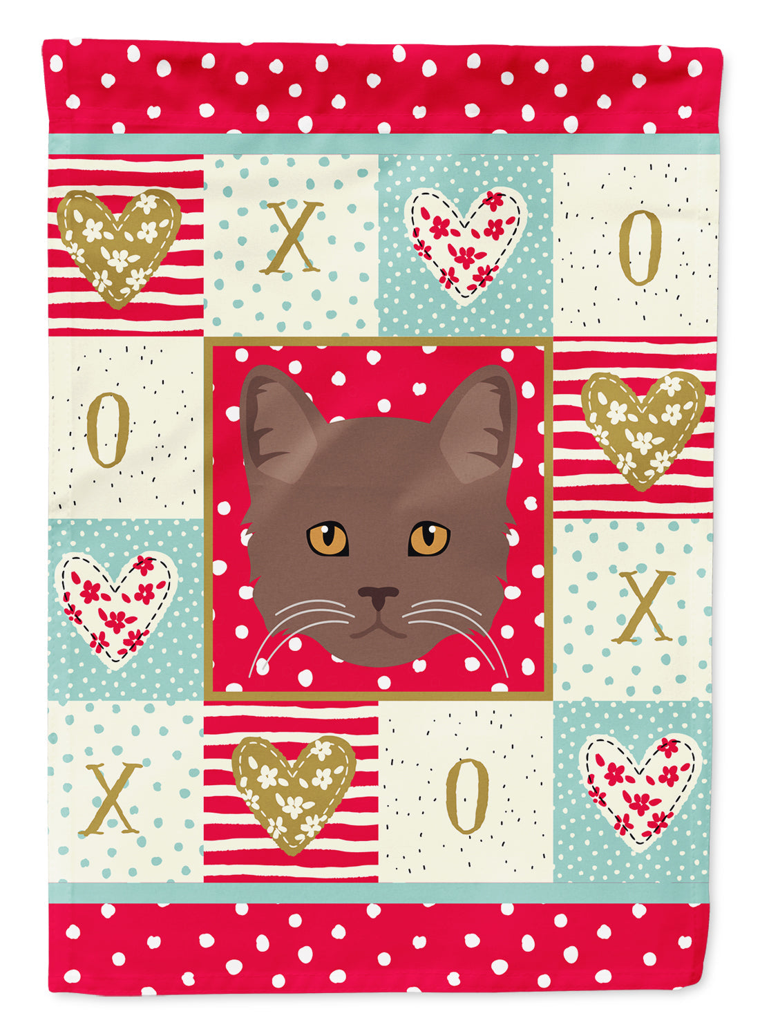 York Chocolate Cat Love House Flag 28x40 Porch Sleeve Pole Decorative Outside Yard Banner Artwork Wall Hanging, Polyester