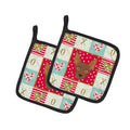 Abyssinian Sand Terrier Love Pot Holder Set of 2 Heat Resistant Quilted Hot Pads 7.5 x 7.5 Inch, Insulated Kitchen Trivets for Cooking & Baking