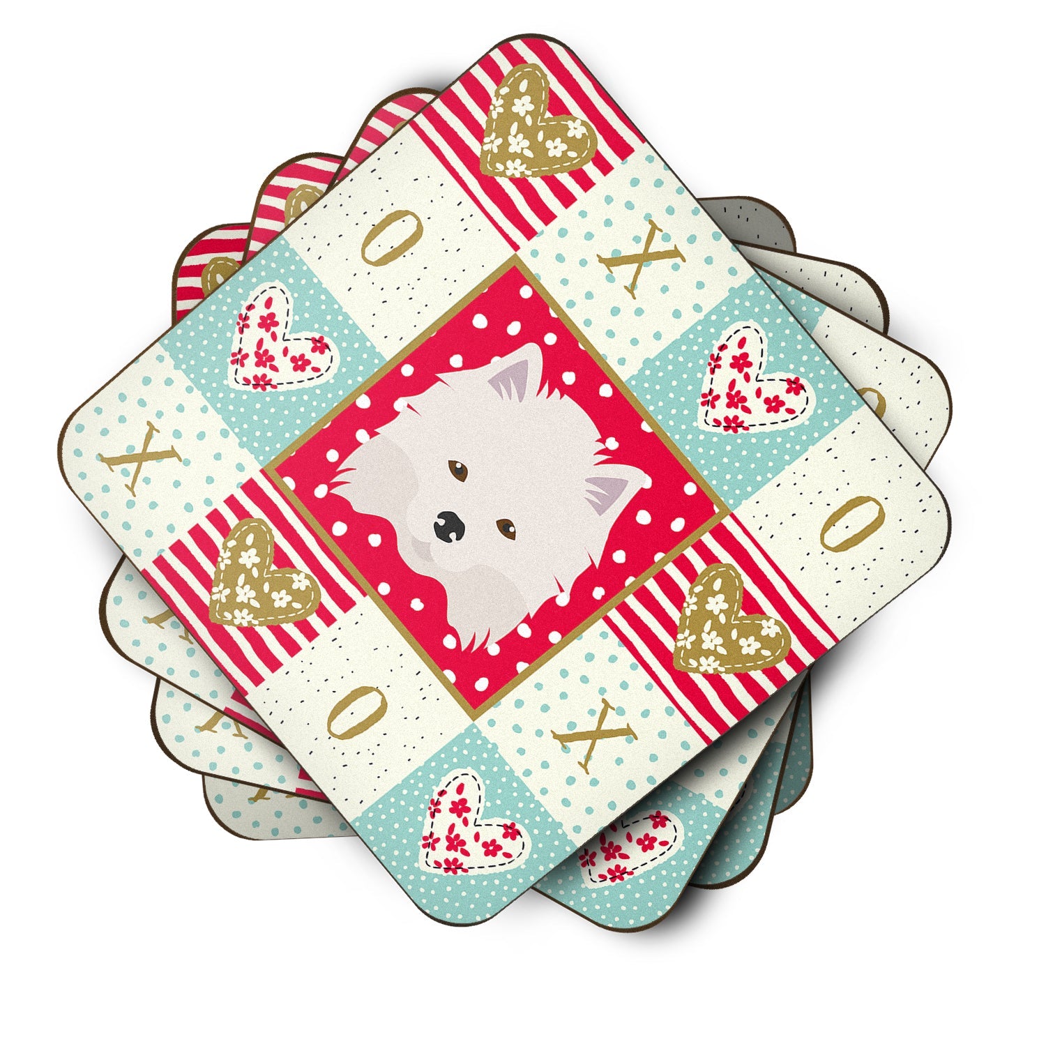 American Eskimo Love Foam Coasters Set of 4 Cup Coasters for Indoor Outdoor, Tabletop Protection, Anti Slip, Mouse pad Material
