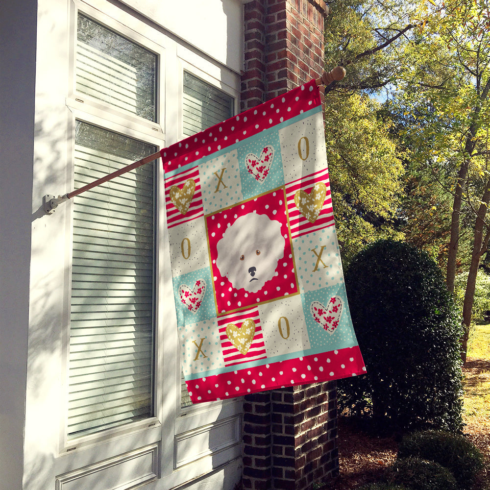 Bichon Frisé Love House Flag 28x40 Porch Sleeve Pole Decorative Outside Yard Banner Artwork Wall Hanging, Polyester