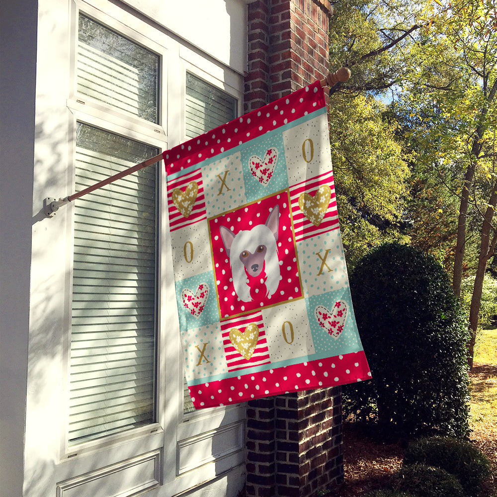 Chinese Crested Love House Flag 28x40 Porch Sleeve Pole Decorative Outside Yard Banner Artwork Wall Hanging, Polyester