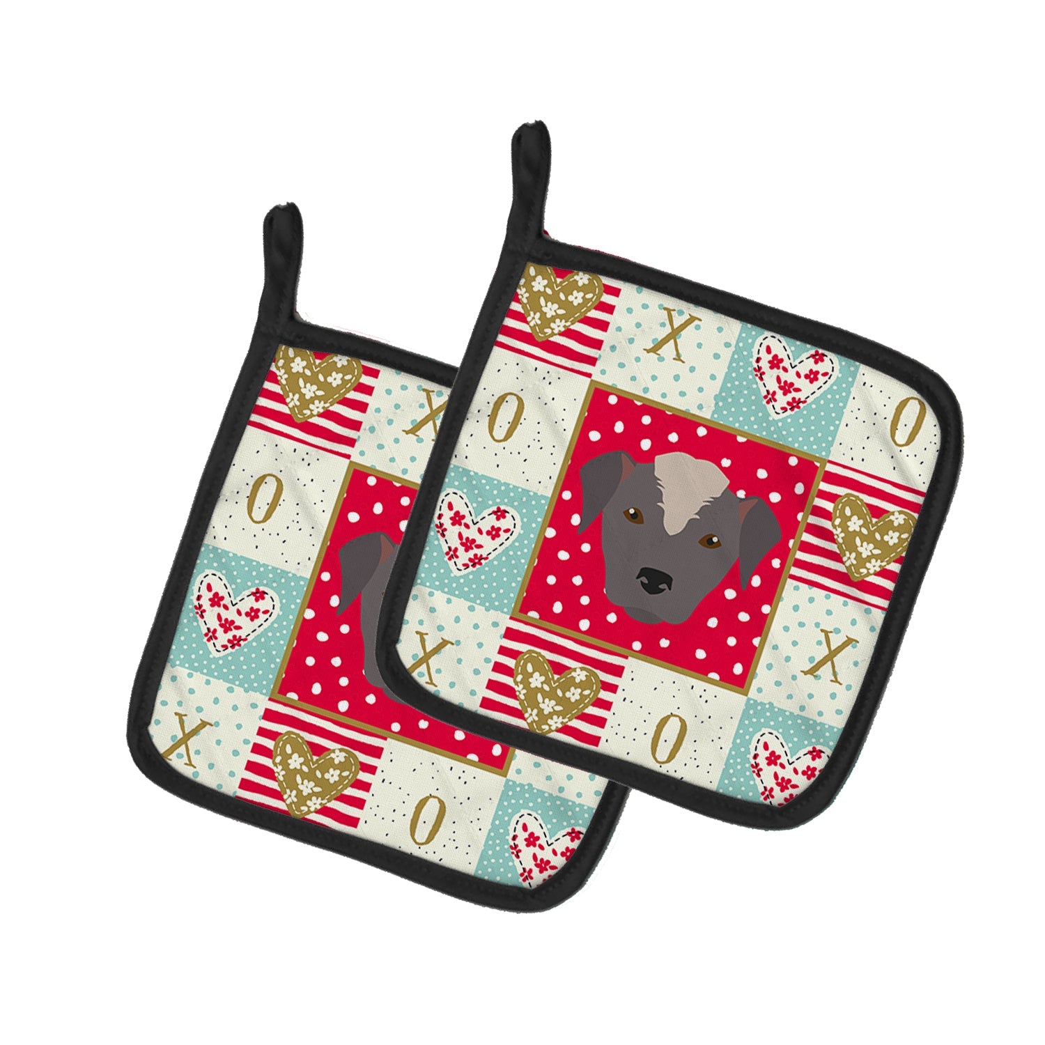 Ecuadorian Hairless Dog Love Pot Holder Set of 2 Heat Resistant Quilted Hot Pads 7.5 x 7.5 Inch, Insulated Kitchen Trivets for Cooking & Baking