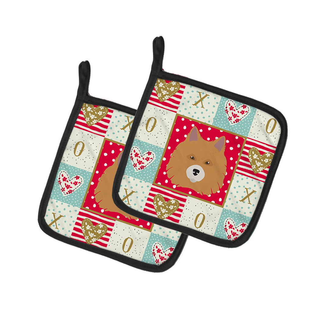 Elo Dog Love Pot Holder Set of 2 Heat Resistant Quilted Hot Pads 7.5 x 7.5 Inch, Insulated Kitchen Trivets for Cooking & Baking