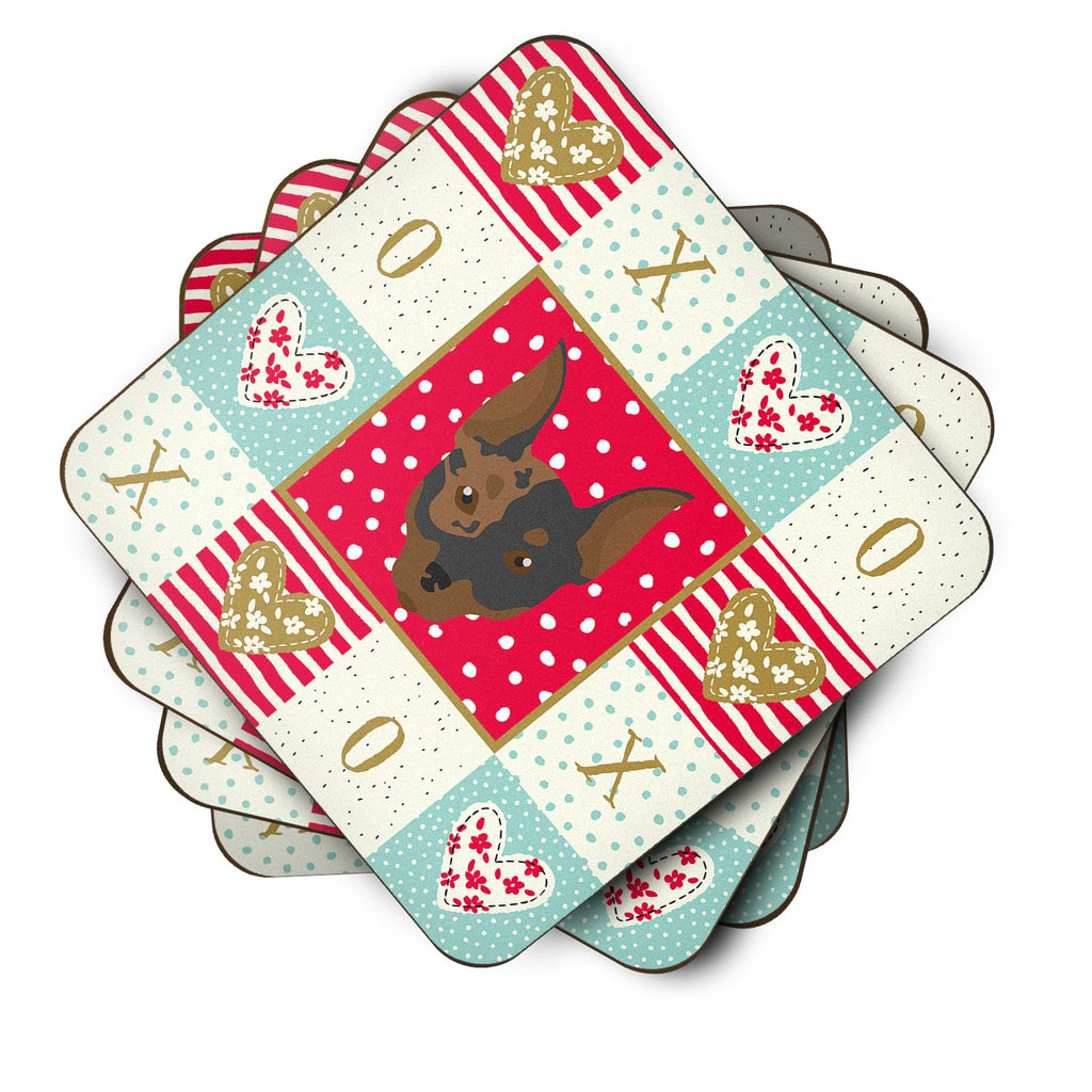 Harlequin Pinscher Love Foam Coasters Set of 4 Cup Coasters for Indoor Outdoor, Tabletop Protection, Anti Slip, Mouse pad Material