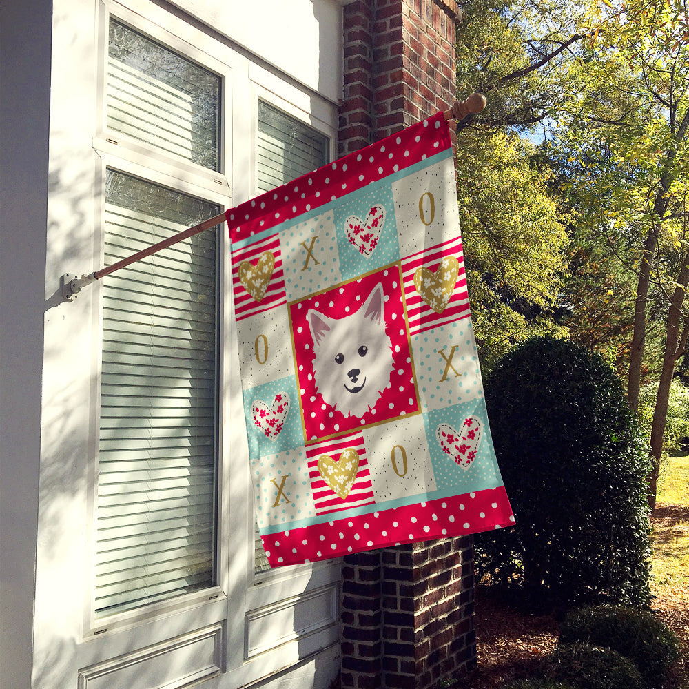 Italian Spitz Love House Flag 28x40 Porch Sleeve Pole Decorative Outside Yard Banner Artwork Wall Hanging, Polyester