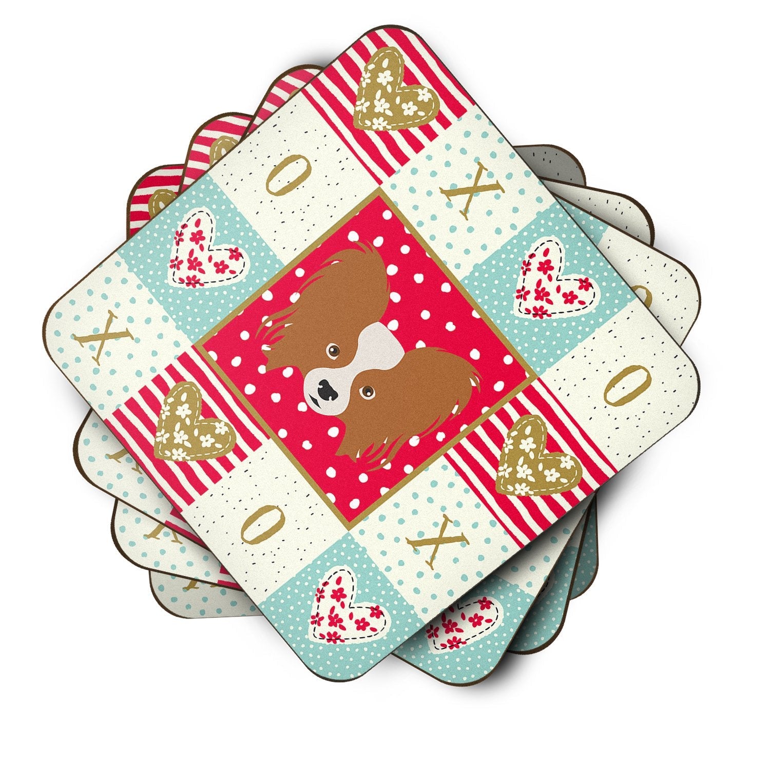 Papillon Love Foam Coasters Set of 4 Cup Coasters for Indoor Outdoor, Tabletop Protection, Anti Slip, Mouse pad Material