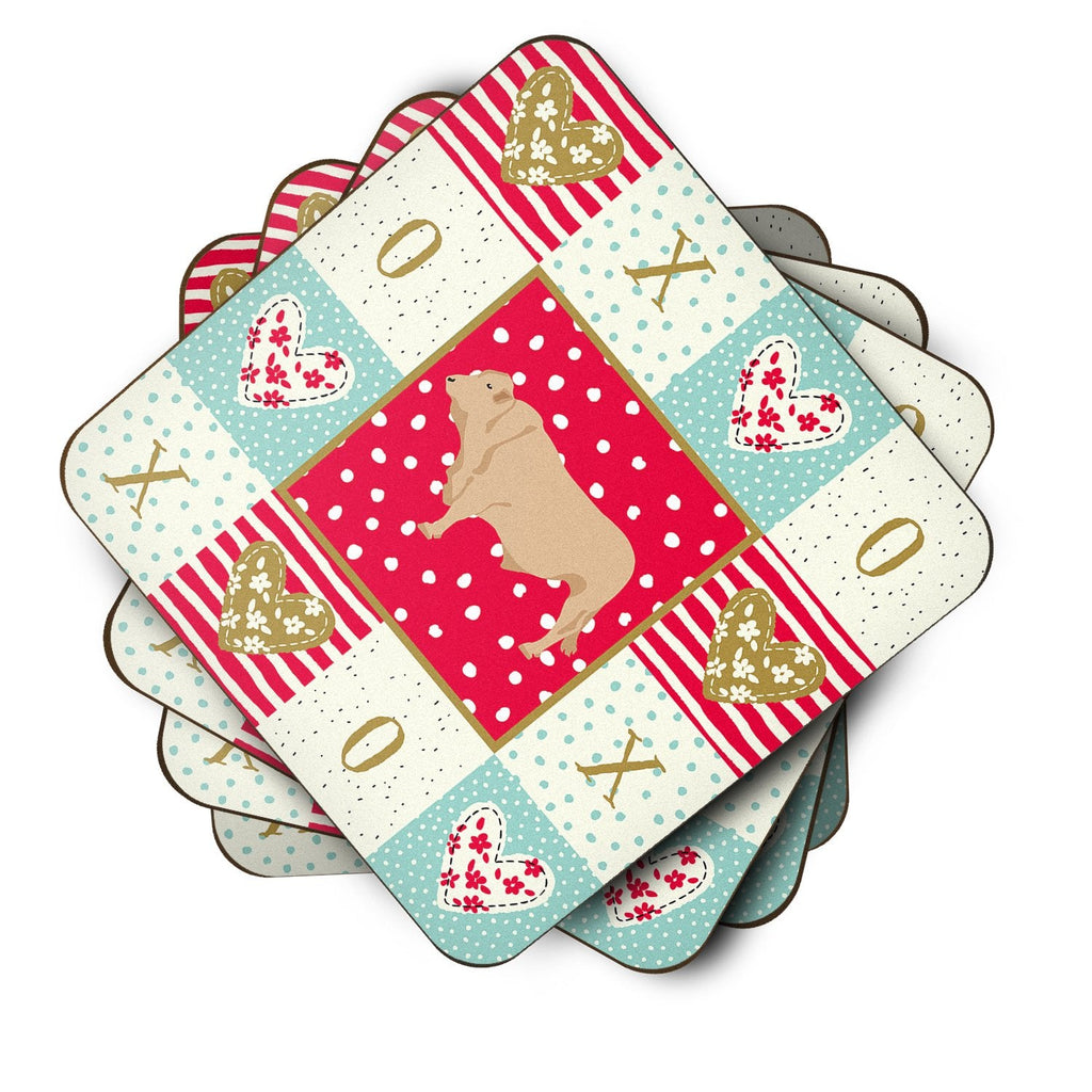 Charolais Cow Love Foam Coasters Set of 4 Cup Coasters for Indoor Outdoor, Tabletop Protection, Anti Slip, Mouse pad Material