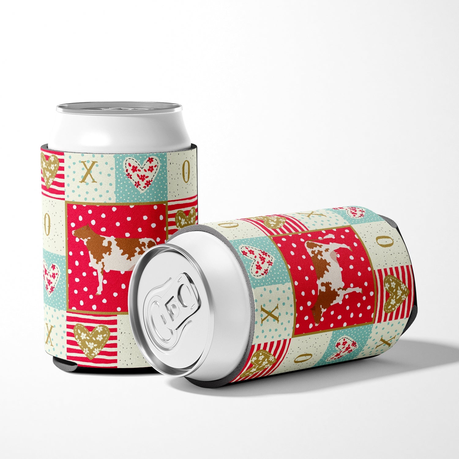 Ayrshire Cow Love Can or Bottle Hugger Cooler Sleeve for Standard 12 oz Cans, Insulated Foam Beer & Soda Can Hugger Reusable