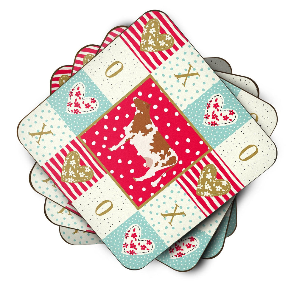 Ayrshire Cow Love Foam Coasters Set of 4 Cup Coasters for Indoor Outdoor, Tabletop Protection, Anti Slip, Mouse pad Material
