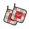 Frisian Friesian Chicken Love Pot Holder Set of 2 Heat Resistant Quilted Hot Pads 7.5 x 7.5 Inch, Insulated Kitchen Trivets for Cooking & Baking