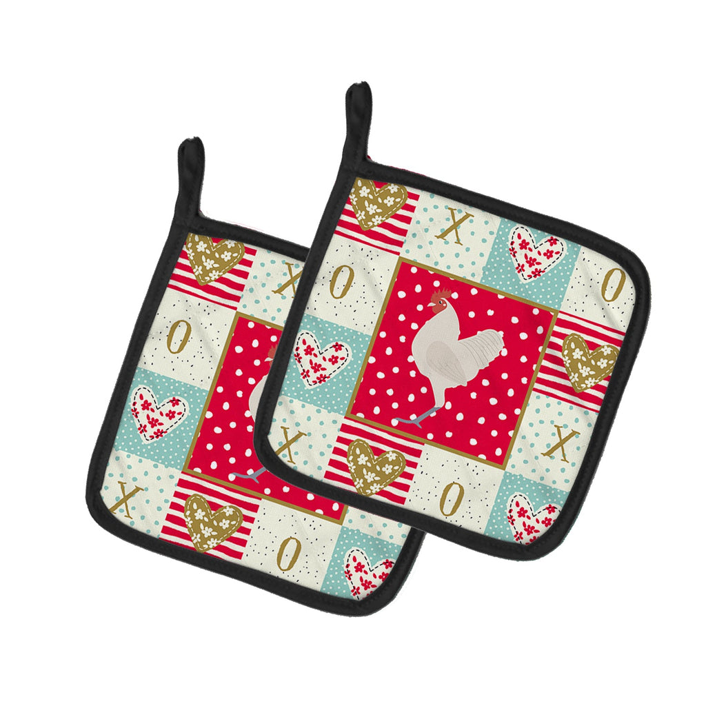 German Langshan Chicken Love Pot Holder Set of 2 Heat Resistant Quilted Hot Pads 7.5 x 7.5 Inch, Insulated Kitchen Trivets for Cooking & Baking