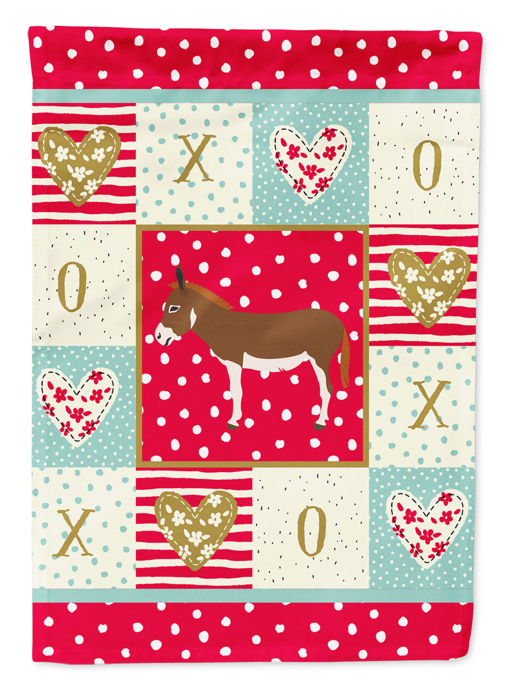 Miniature Mediterranian Donkey Love House Flag 28x40 Porch Sleeve Pole Decorative Outside Yard Banner Artwork Wall Hanging, Polyester