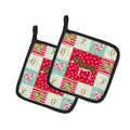Miniature Mediterranian Donkey Love Pot Holder Set of 2 Heat Resistant Quilted Hot Pads 7.5 x 7.5 Inch, Insulated Kitchen Trivets for Cooking & Baking