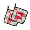 White Arctic Fox Love Pot Holder Set of 2 Heat Resistant Quilted Hot Pads 7.5 x 7.5 Inch, Insulated Kitchen Trivets for Cooking & Baking