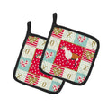 Alpine Goat Love Pot Holder Set of 2 Heat Resistant Quilted Hot Pads 7.5 x 7.5 Inch, Insulated Kitchen Trivets for Cooking & Baking