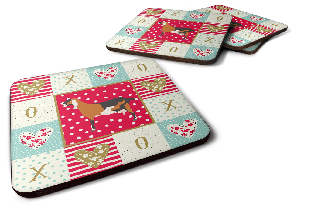 Anglo-nubian Nubian Goat Love Foam Coasters Set of 4 Cup Coasters for Indoor Outdoor, Tabletop Protection, Anti Slip, Mouse pad Material