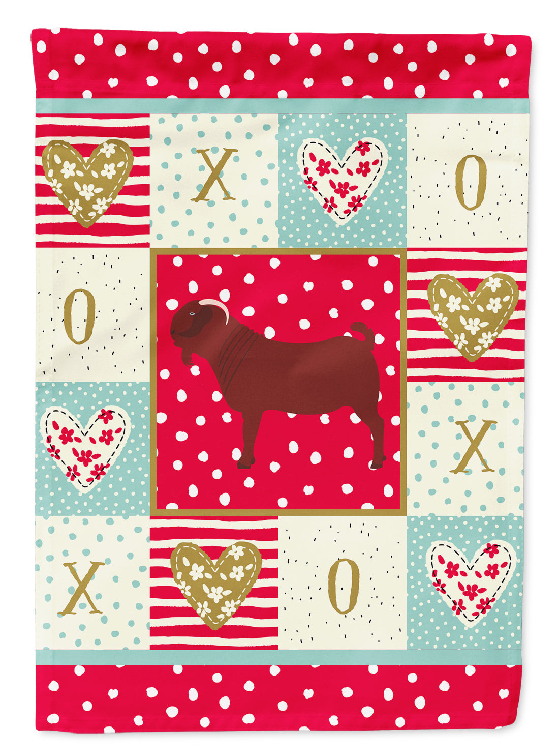 Kalahari Red Goat Love House Flag 28x40 Porch Sleeve Pole Decorative Outside Yard Banner Artwork Wall Hanging, Polyester