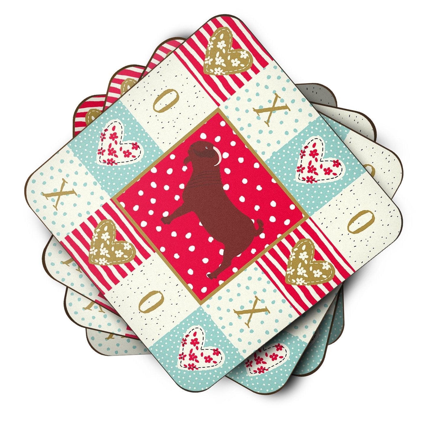 Kalahari Red Goat Love Foam Coasters Set of 4 Cup Coasters for Indoor Outdoor, Tabletop Protection, Anti Slip, Mouse pad Material