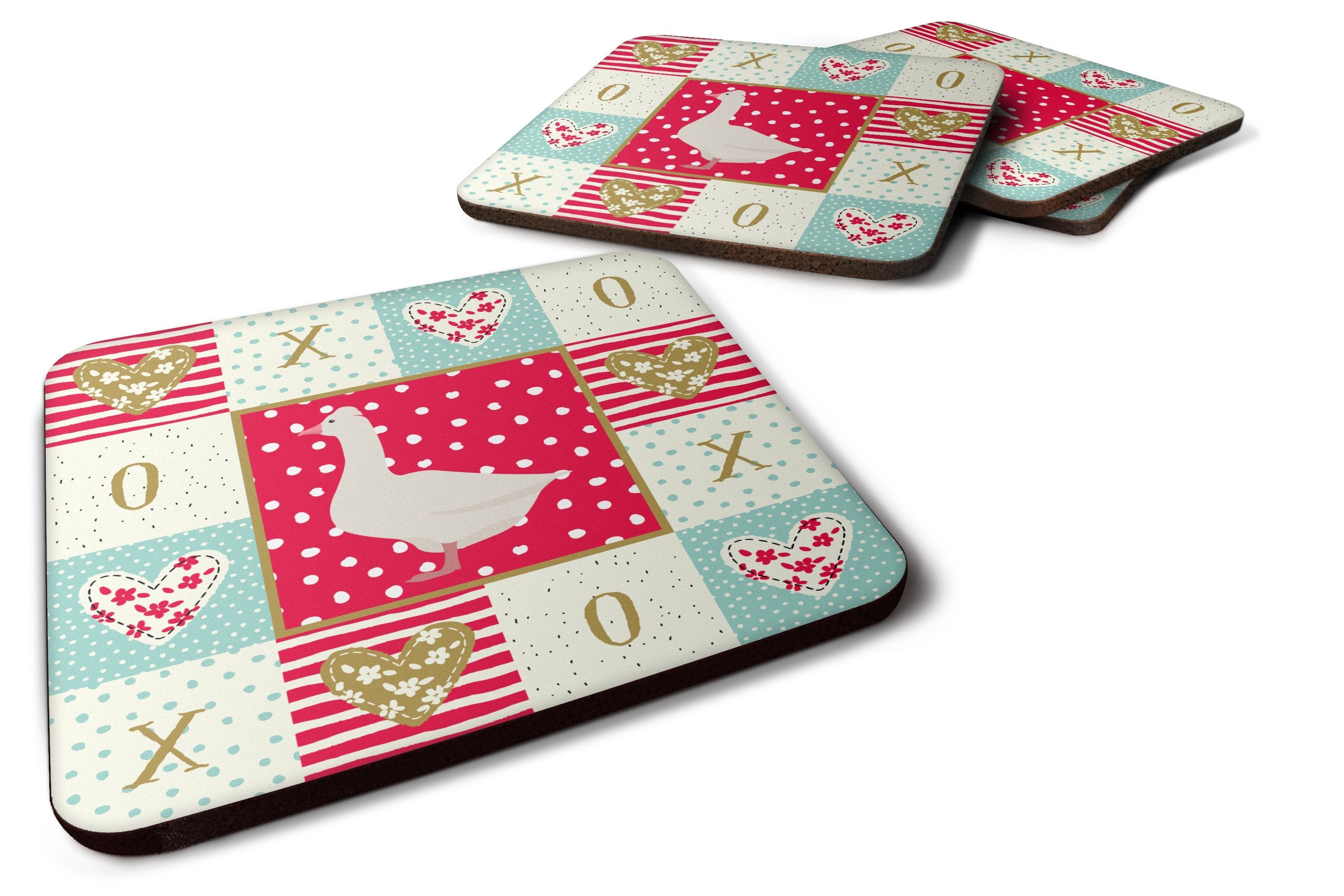 Roman Goose Love Foam Coasters Set of 4 Cup Coasters for Indoor Outdoor, Tabletop Protection, Anti Slip, Mouse pad Material