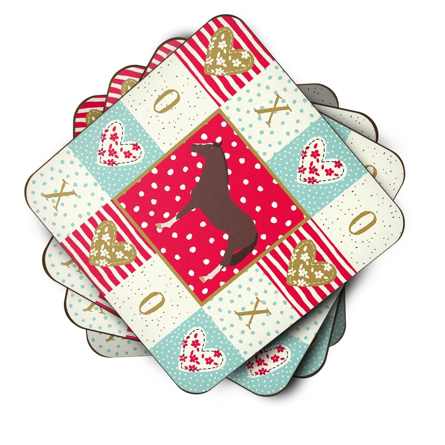 English Thoroughbred Horse Love Foam Coasters Set of 4 Cup Coasters for Indoor Outdoor, Tabletop Protection, Anti Slip, Mouse pad Material