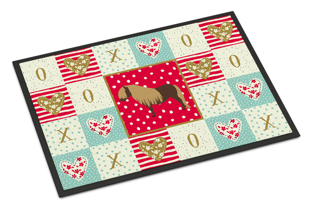 Shetland Pony Horse Love Doormat Indoor Outdoor 18H X 27W Front Door Mat Rugs for Entryway, Non Slip Washable