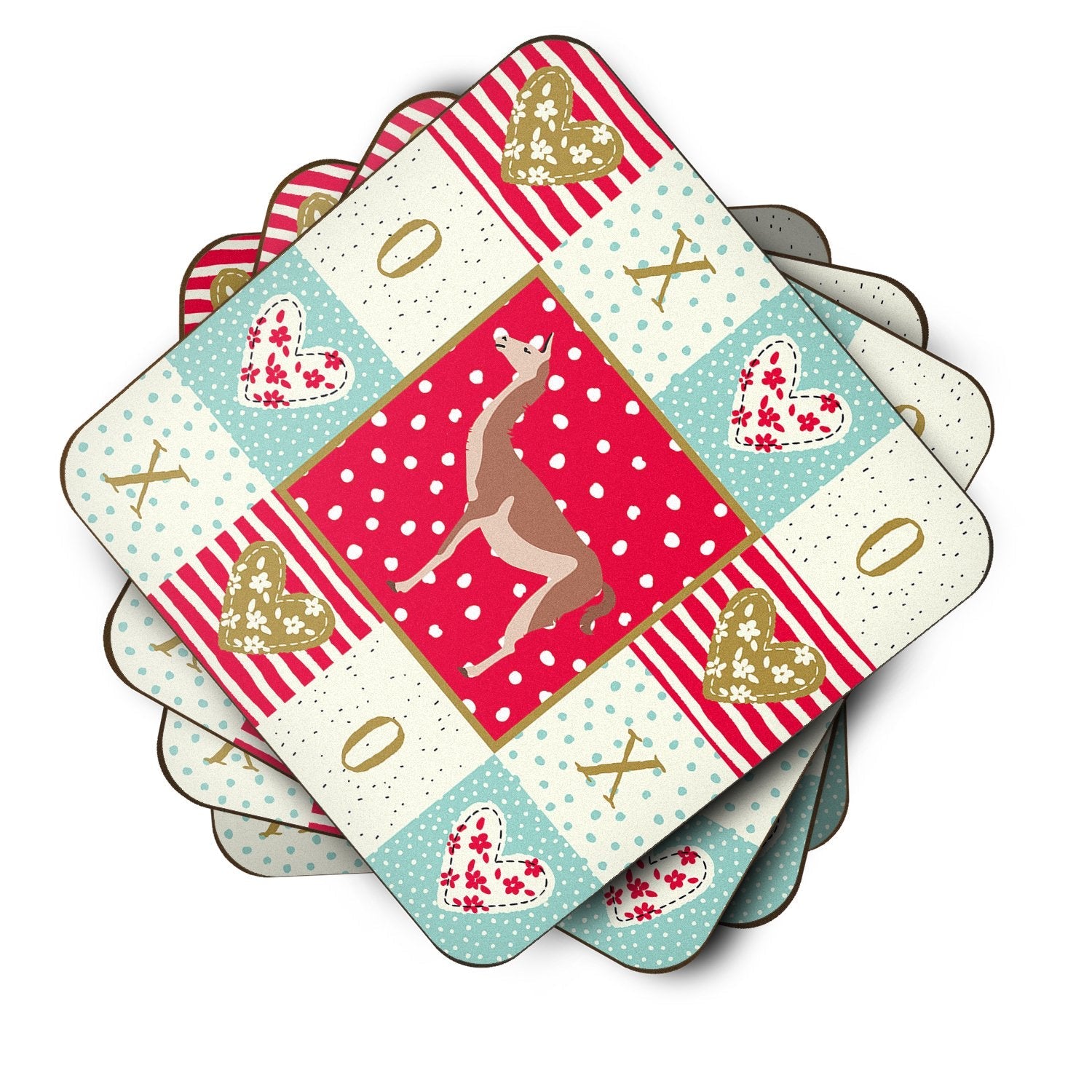 Guanaco Love Foam Coasters Set of 4 Cup Coasters for Indoor Outdoor, Tabletop Protection, Anti Slip, Mouse pad Material