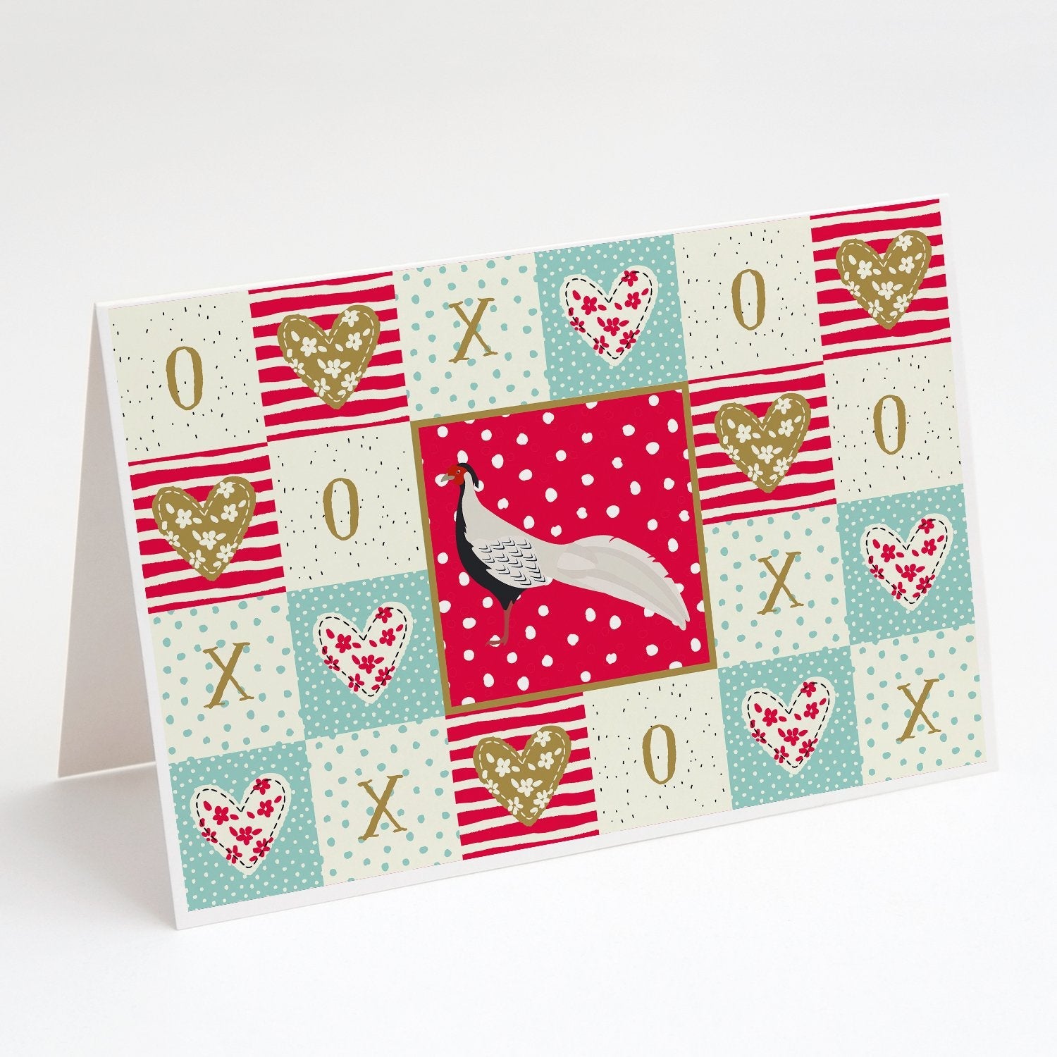 Silver Pheasant Love Greeting Cards Pack of 8 Blank Cards with Envelopes Whimsical A7 Size 5x7