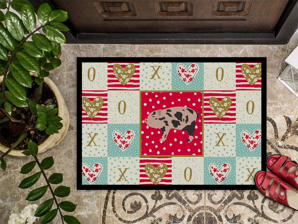 Mini Miniature Pig Love Doormat Indoor Outdoor 18H X 27W Front Door Mat Rugs for Entryway, Non Slip Washable