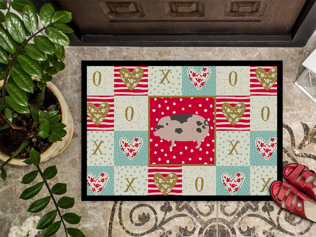Gloucester Old Spot Pig Love Doormat Indoor Outdoor 18H X 27W Front Door Mat Rugs for Entryway, Non Slip Washable